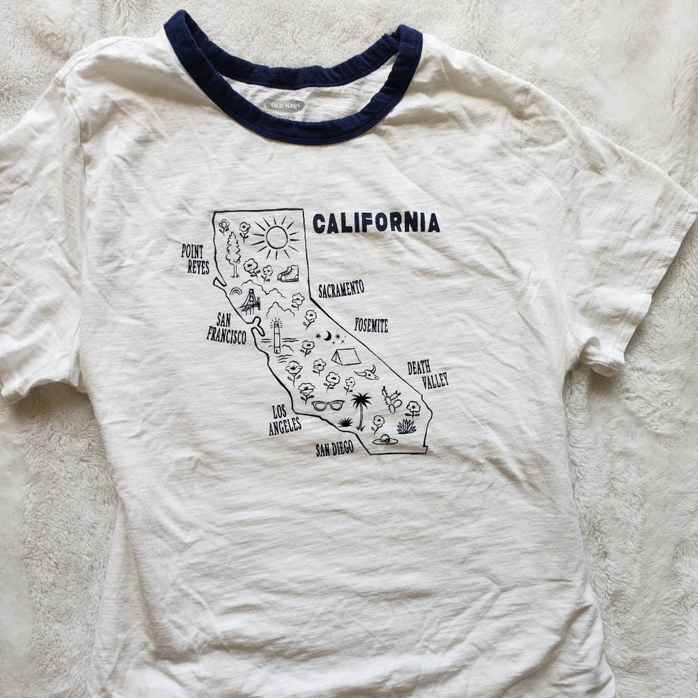 Old Navy Slub Knit "California" Map Shirt